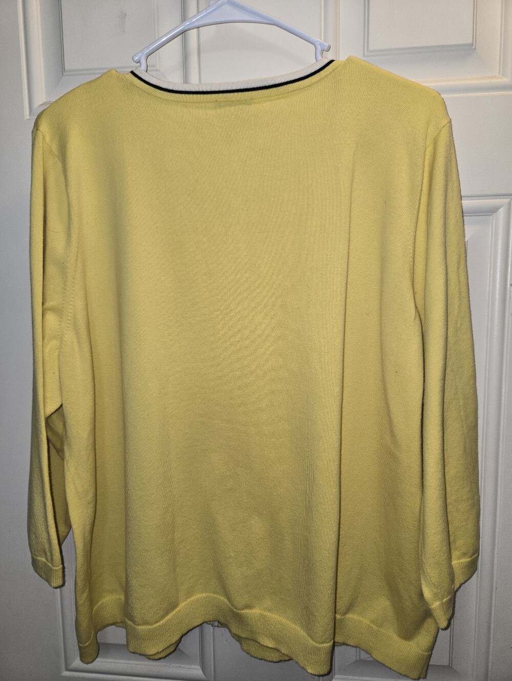 Talbots Yellow Knit Top with Black and White Trim - Picture 4 of 4